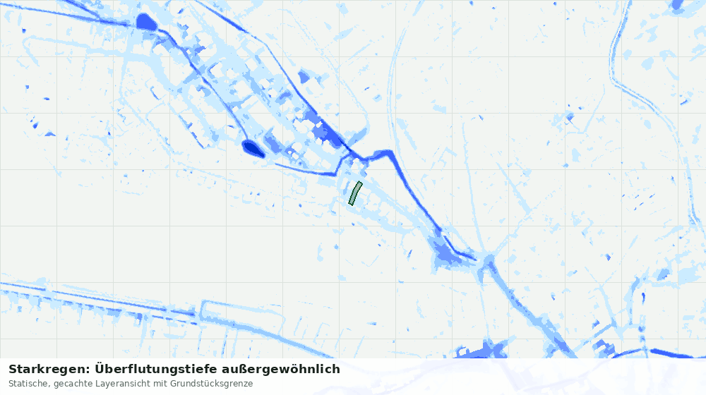 Statische Kartenansicht: Starkregen: Überflutungstiefe außergewöhnlich