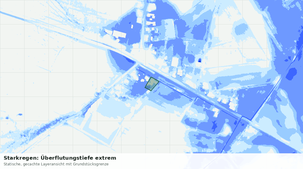 Statische Kartenansicht: Starkregen: Überflutungstiefe extrem