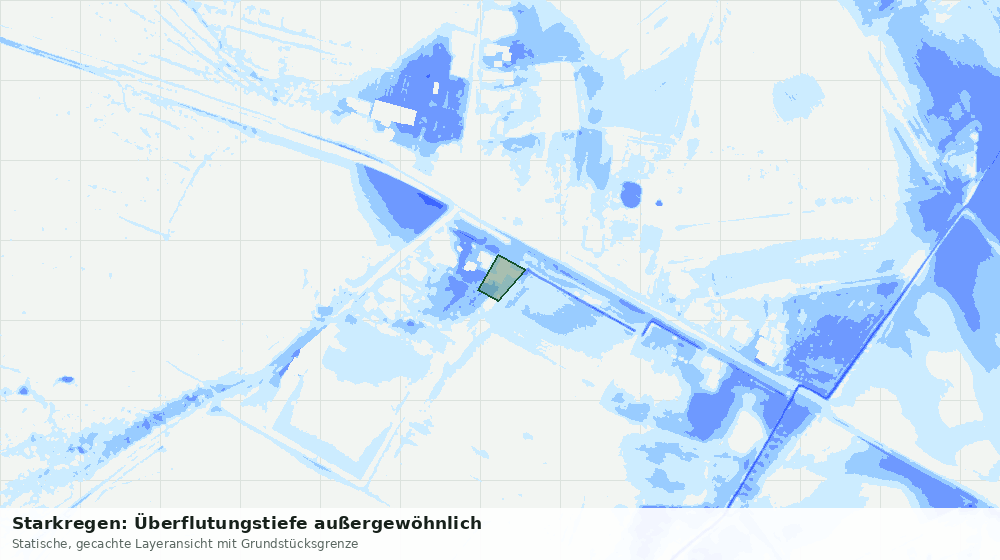 Statische Kartenansicht: Starkregen: Überflutungstiefe außergewöhnlich