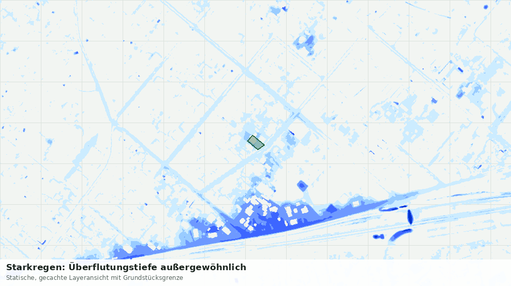 Statische Kartenansicht: Starkregen: Überflutungstiefe außergewöhnlich