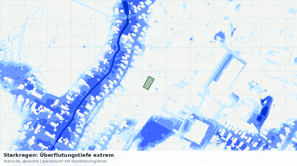 Statische Kartenansicht: Starkregen: Überflutungstiefe extrem