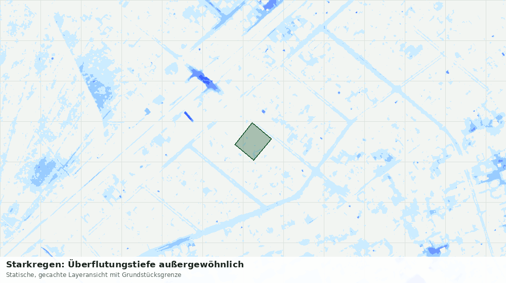 Statische Kartenansicht: Starkregen: Überflutungstiefe außergewöhnlich