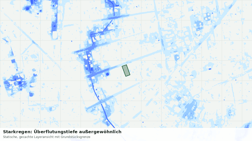 Statische Kartenansicht: Starkregen: Überflutungstiefe außergewöhnlich