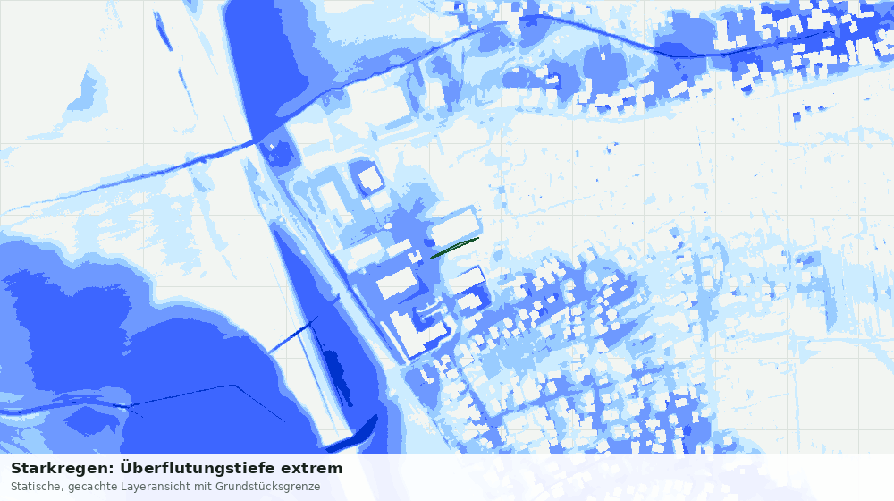 Statische Kartenansicht: Starkregen: Überflutungstiefe extrem