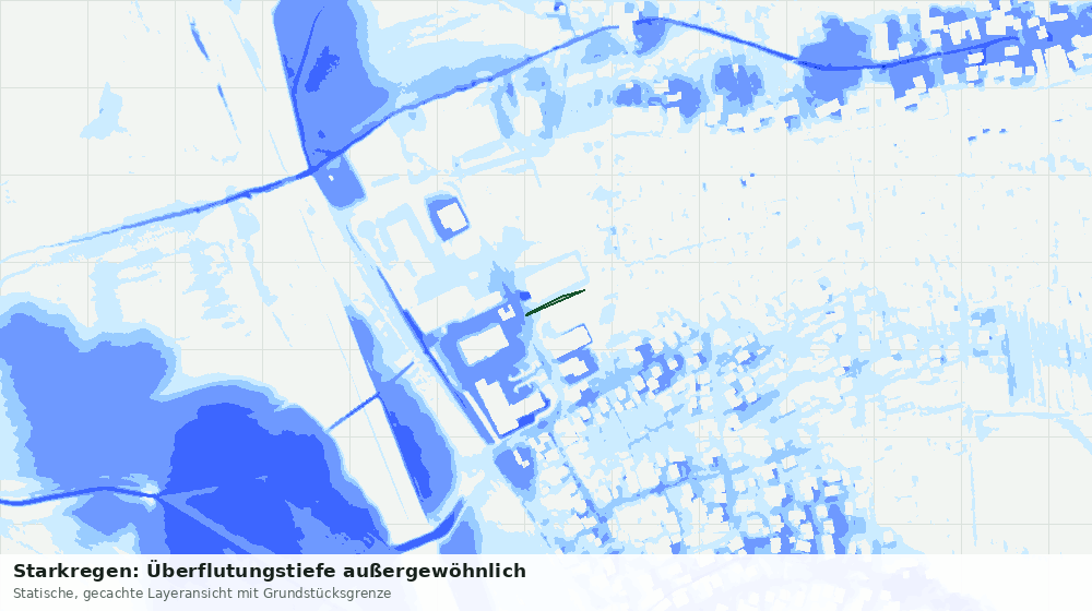 Statische Kartenansicht: Starkregen: Überflutungstiefe außergewöhnlich
