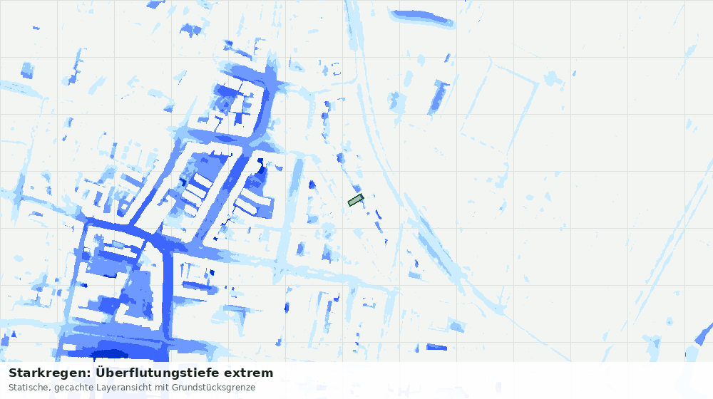 Statische Kartenansicht: Starkregen: Überflutungstiefe extrem
