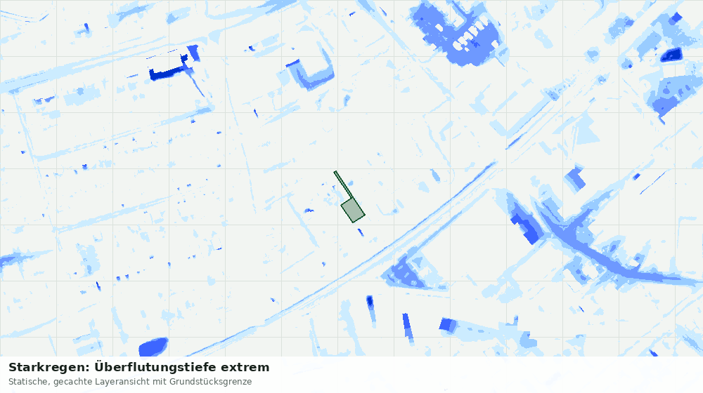 Statische Kartenansicht: Starkregen: Überflutungstiefe extrem