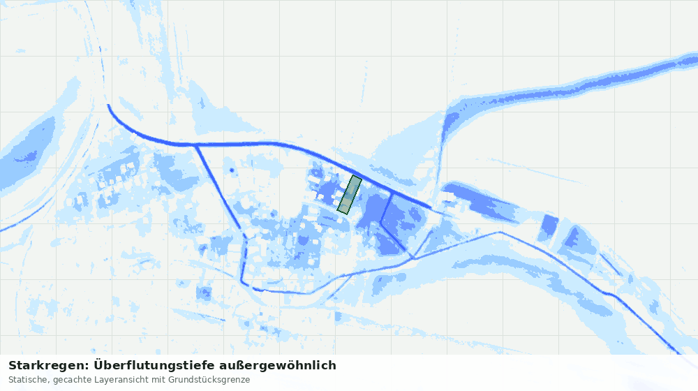 Statische Kartenansicht: Starkregen: Überflutungstiefe außergewöhnlich