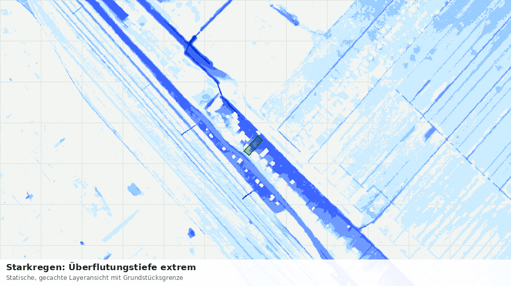 Statische Kartenansicht: Starkregen: Überflutungstiefe extrem