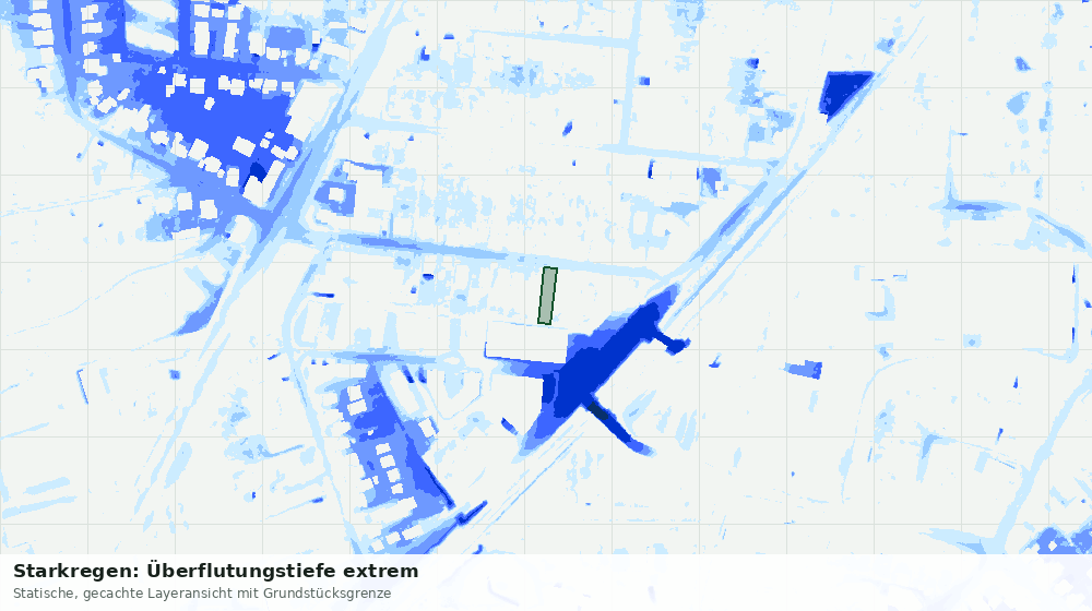 Statische Kartenansicht: Starkregen: Überflutungstiefe extrem