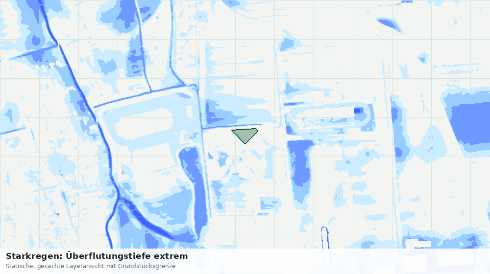 Statische Kartenansicht: Starkregen: Überflutungstiefe extrem