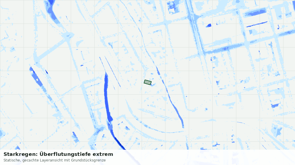 Statische Kartenansicht: Starkregen: Überflutungstiefe extrem