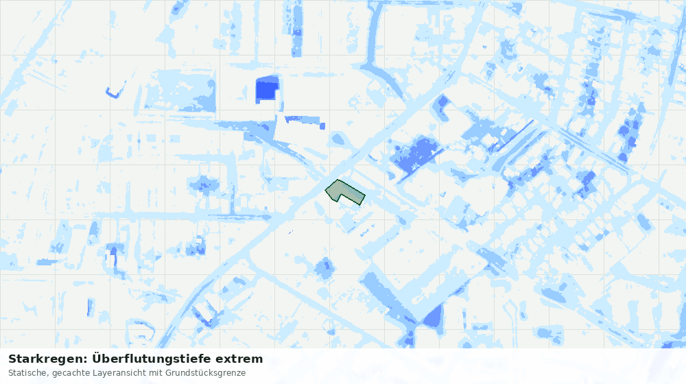 Statische Kartenansicht: Starkregen: Überflutungstiefe extrem