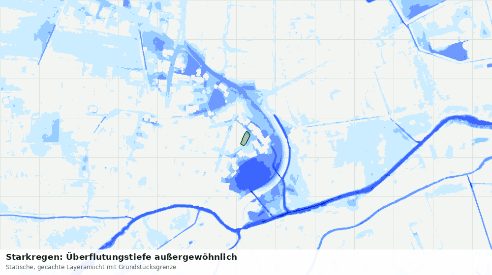 Statische Kartenansicht: Starkregen: Überflutungstiefe außergewöhnlich