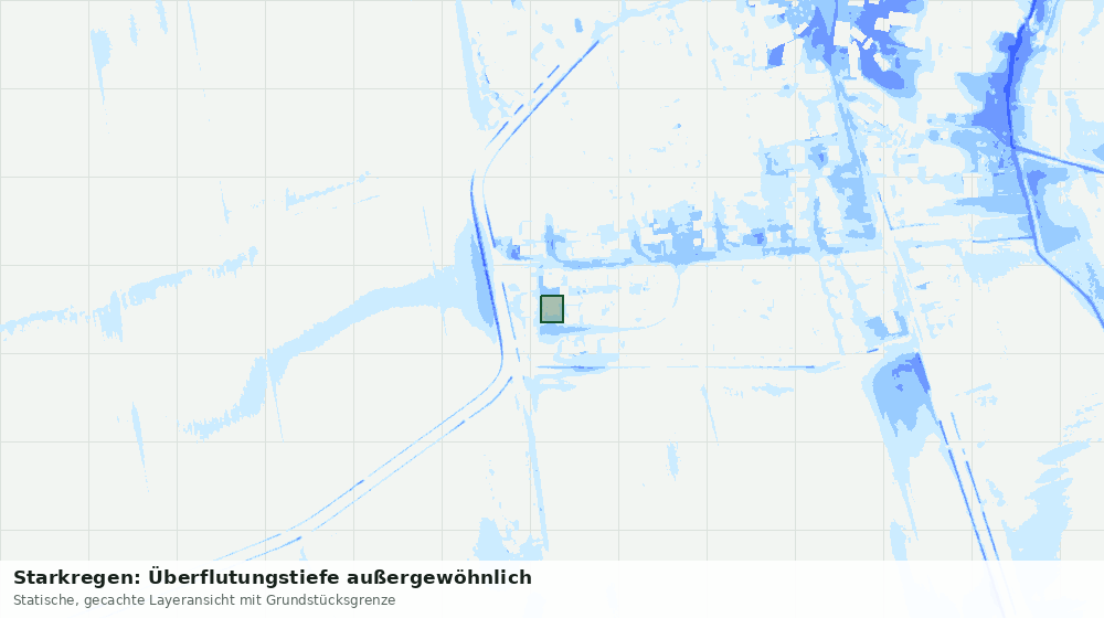 Statische Kartenansicht: Starkregen: Überflutungstiefe außergewöhnlich