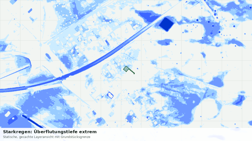 Statische Kartenansicht: Starkregen: Überflutungstiefe extrem