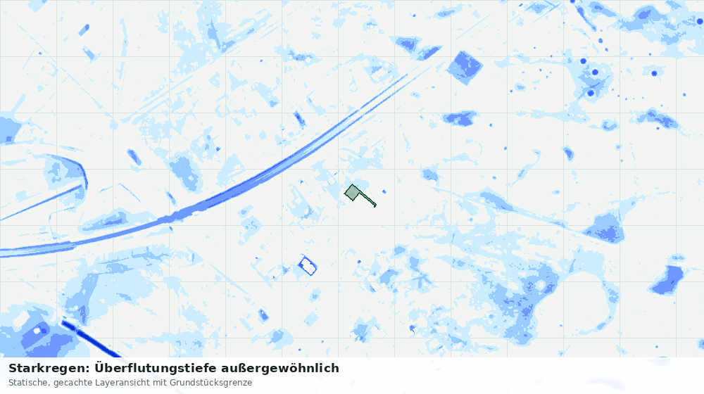 Statische Kartenansicht: Starkregen: Überflutungstiefe außergewöhnlich