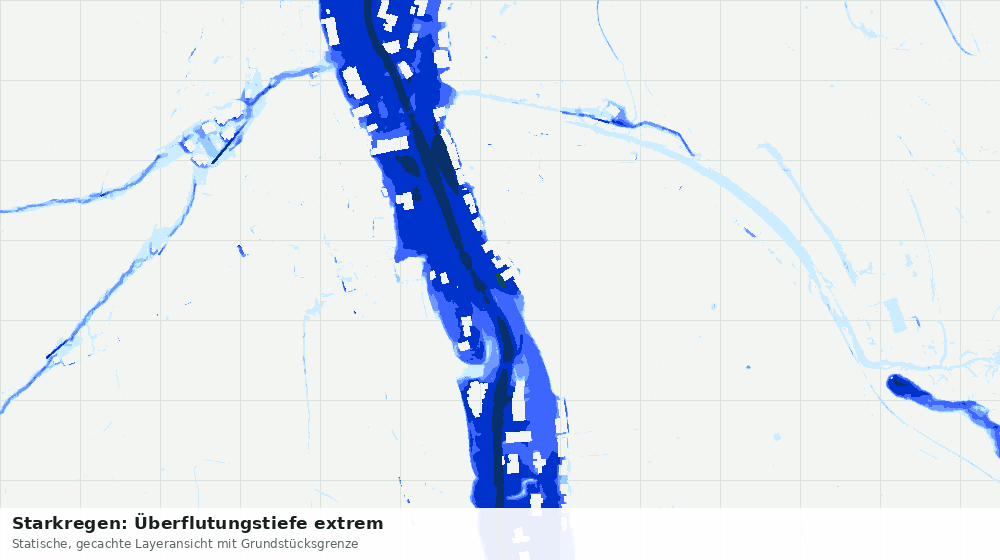 Statische Kartenansicht: Starkregen: Überflutungstiefe extrem