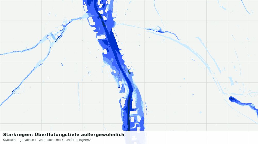 Statische Kartenansicht: Starkregen: Überflutungstiefe außergewöhnlich
