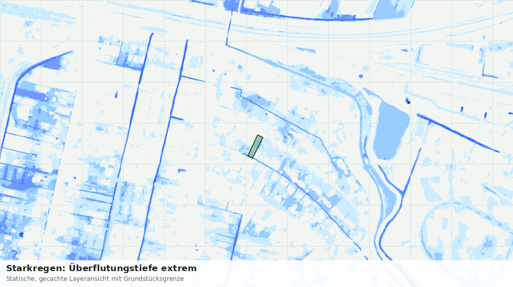 Statische Kartenansicht: Starkregen: Überflutungstiefe extrem
