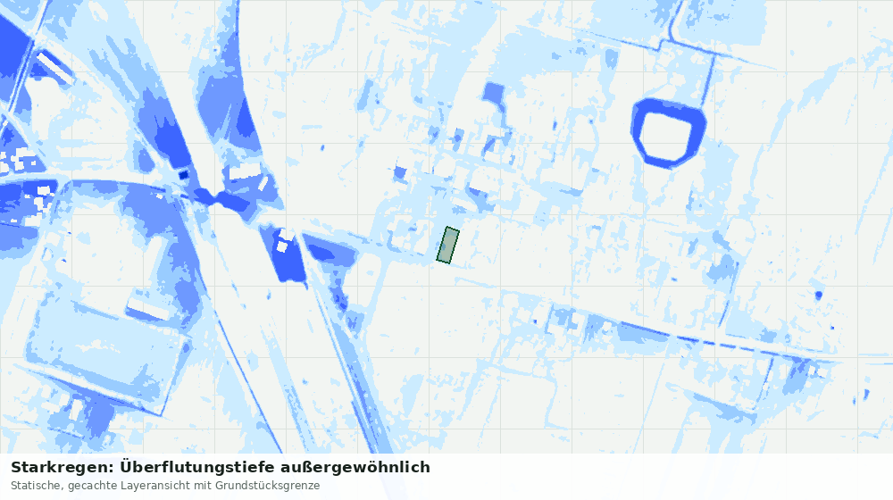 Statische Kartenansicht: Starkregen: Überflutungstiefe außergewöhnlich