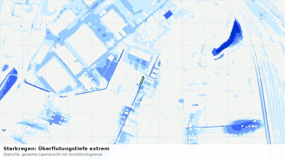 Statische Kartenansicht: Starkregen: Überflutungstiefe extrem