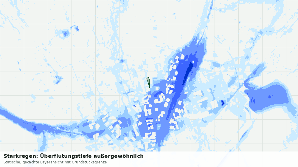 Statische Kartenansicht: Starkregen: Überflutungstiefe außergewöhnlich