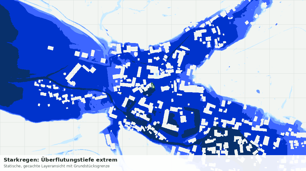 Statische Kartenansicht: Starkregen: Überflutungstiefe extrem