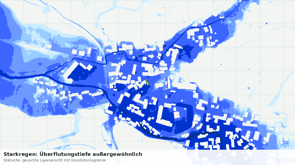 Statische Kartenansicht: Starkregen: Überflutungstiefe außergewöhnlich