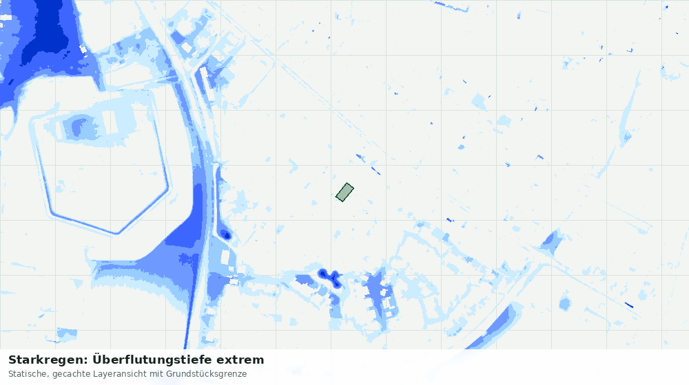 Statische Kartenansicht: Starkregen: Überflutungstiefe extrem