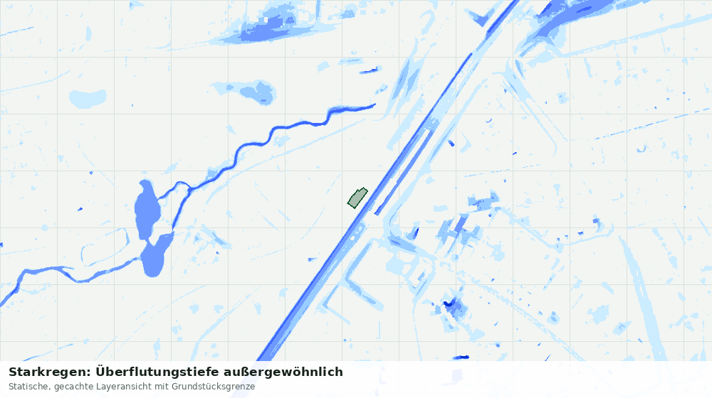 Statische Kartenansicht: Starkregen: Überflutungstiefe außergewöhnlich