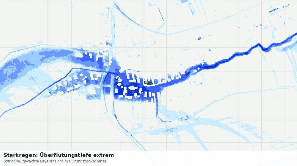 Statische Kartenansicht: Starkregen: Überflutungstiefe extrem