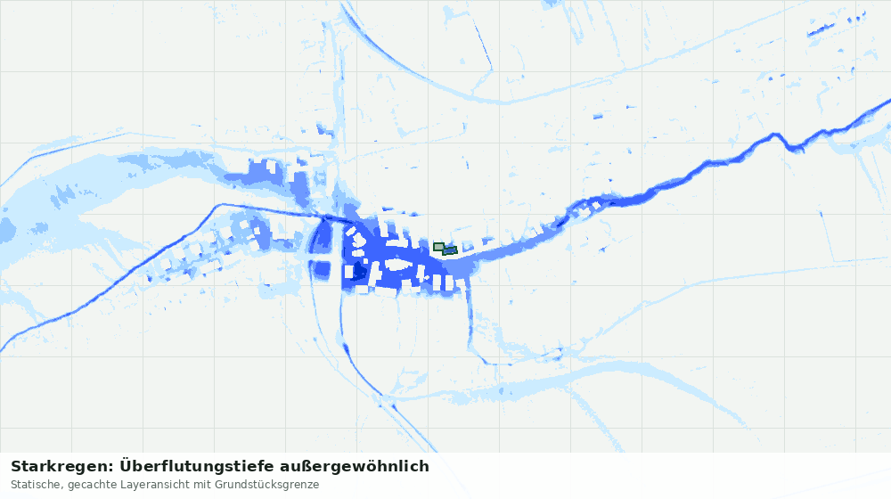 Statische Kartenansicht: Starkregen: Überflutungstiefe außergewöhnlich