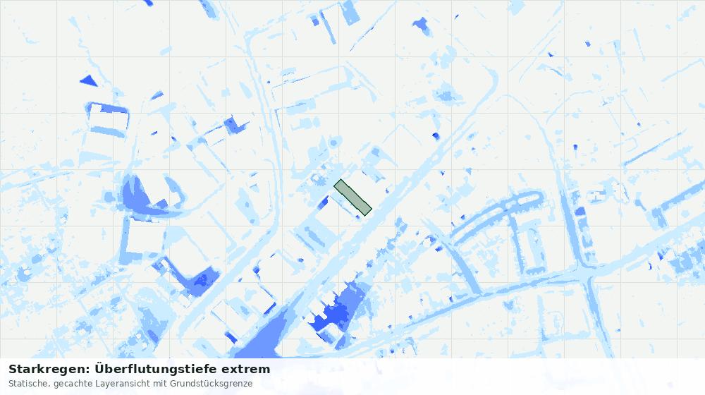 Statische Kartenansicht: Starkregen: Überflutungstiefe extrem
