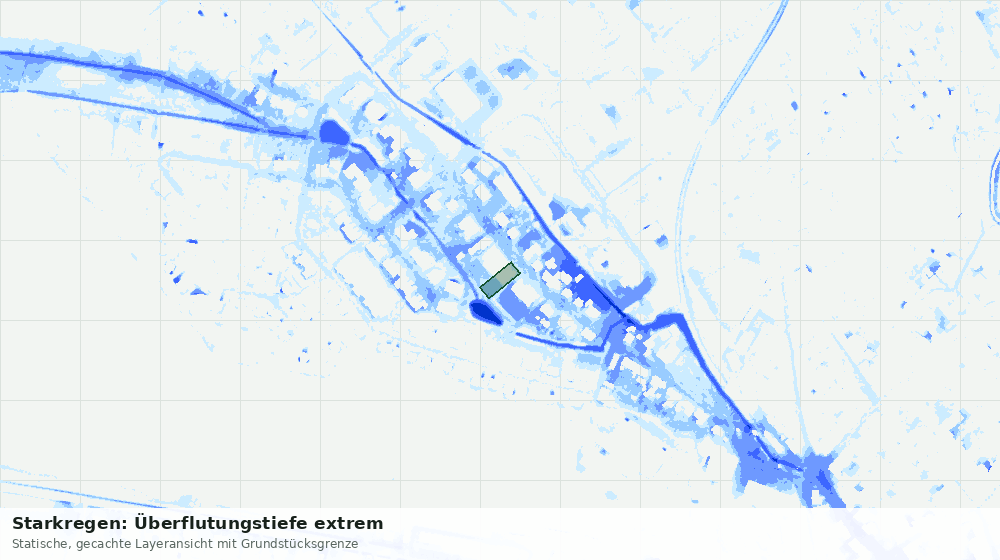 Statische Kartenansicht: Starkregen: Überflutungstiefe extrem