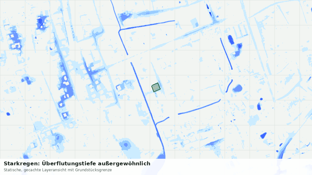 Statische Kartenansicht: Starkregen: Überflutungstiefe außergewöhnlich