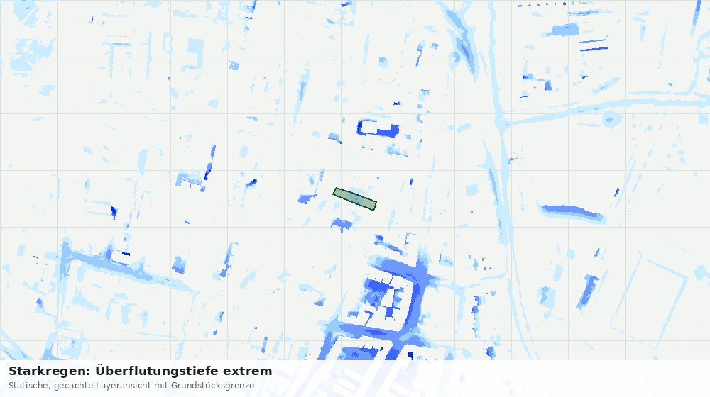 Statische Kartenansicht: Starkregen: Überflutungstiefe extrem