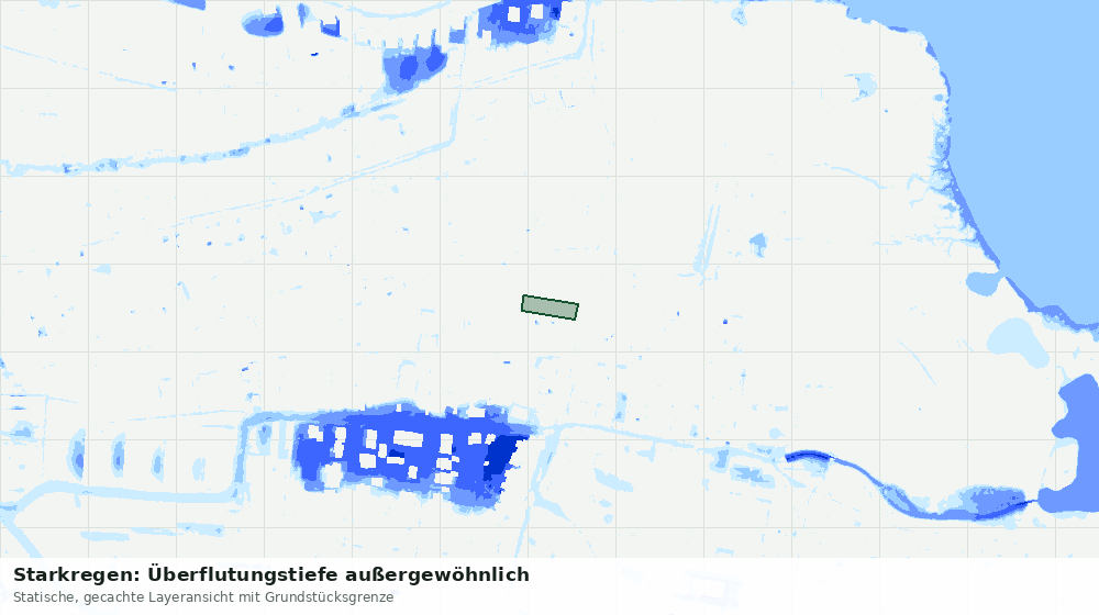Statische Kartenansicht: Starkregen: Überflutungstiefe außergewöhnlich