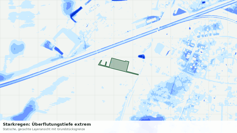 Statische Kartenansicht: Starkregen: Überflutungstiefe extrem