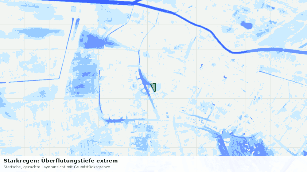 Statische Kartenansicht: Starkregen: Überflutungstiefe extrem