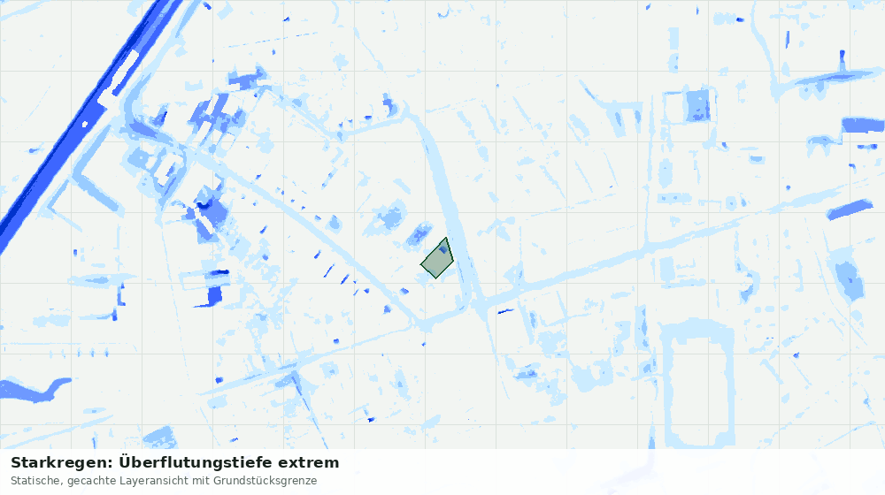 Statische Kartenansicht: Starkregen: Überflutungstiefe extrem