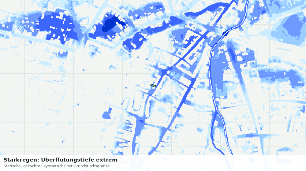 Statische Kartenansicht: Starkregen: Überflutungstiefe extrem