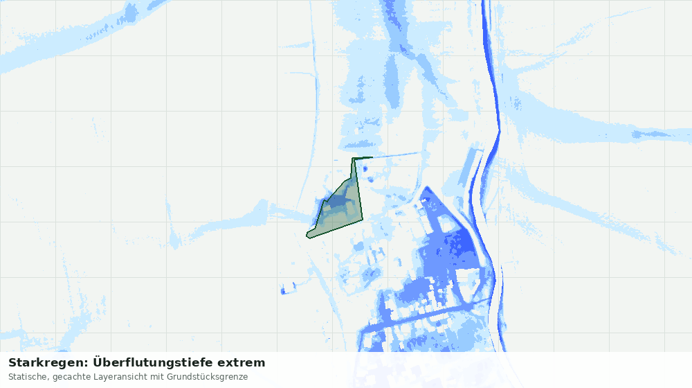Statische Kartenansicht: Starkregen: Überflutungstiefe extrem