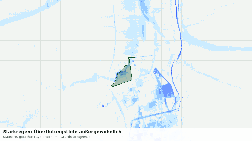 Statische Kartenansicht: Starkregen: Überflutungstiefe außergewöhnlich