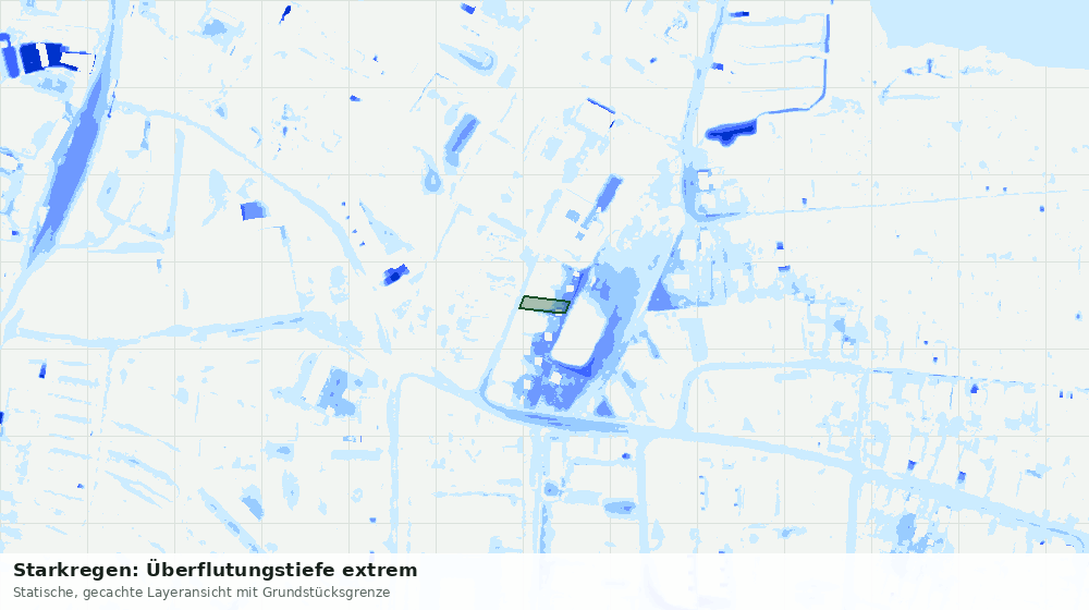 Statische Kartenansicht: Starkregen: Überflutungstiefe extrem