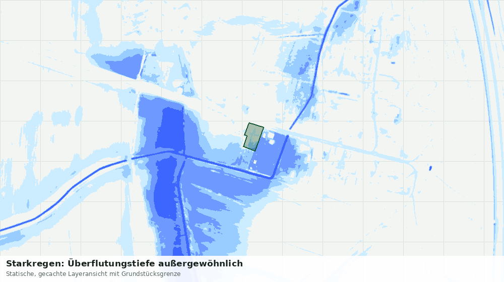 Statische Kartenansicht: Starkregen: Überflutungstiefe außergewöhnlich