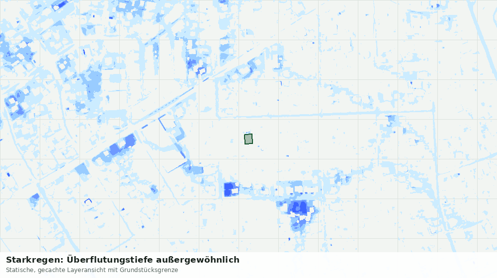 Statische Kartenansicht: Starkregen: Überflutungstiefe außergewöhnlich