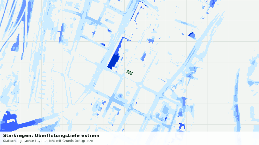 Statische Kartenansicht: Starkregen: Überflutungstiefe extrem