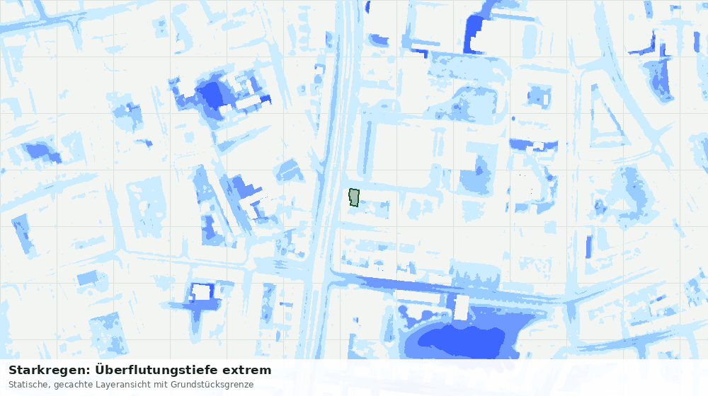 Statische Kartenansicht: Starkregen: Überflutungstiefe extrem