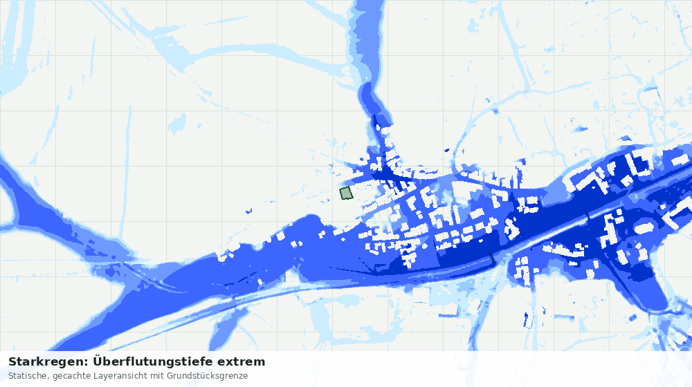 Statische Kartenansicht: Starkregen: Überflutungstiefe extrem